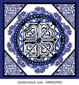 Pattern ceramic tile with colorful. Vintage pattern in traditional style can be used for tile , wallpaper ,fabric , background ,paper 