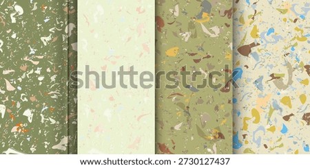 Pattern for ceramics marble natural stone. Vector stock illustration textured shapes in vibrant colors. Set seamless terrazzo patterns	
