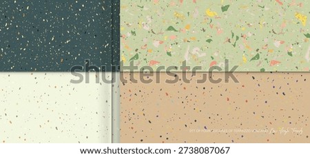 Pattern for ceramics marble natural stone. Set seamless terrazzo patterns. Vector stock illustration textured shapes in vibrant colors