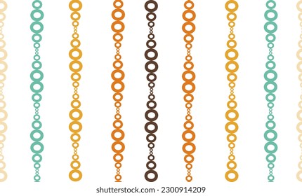 pattern with chains in vintage earth tone color, green orange yellow brown, on white background repeat seamless pattern design for fabric printing 
