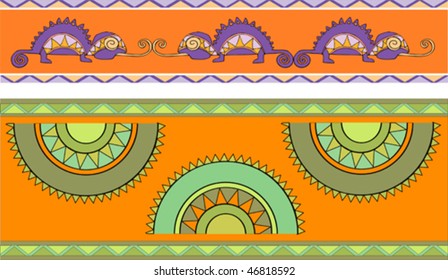 pattern with chameleons and floral ornaments
