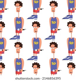 Pattern, character design with microphone and speech bubbles, white background in vector for commercial use.