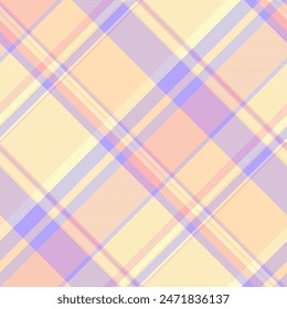 Fondo de control de patrón de tela de textura tartán con un Vector de tela a cuadros sin costuras en puff de melocotón y colores de gasa de limón.