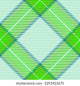 Pattern check fabric. Texture seamless tartan. Vector textile plaid background in cyan and green colors.