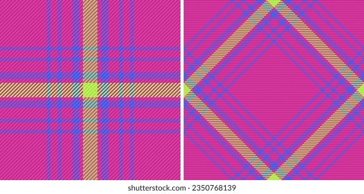 Comprobación de patrones de fondo de tela tartán con textura de textura sin costura vectorial en conjunto.