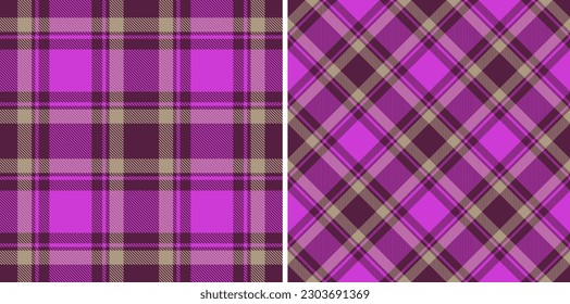 Pattern check seamless. Tartan fabric background. Vector plaid textile texture in set.