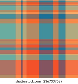 Pattern check seamless of texture background vector with a tartan fabric textile plaid in orange and pastel colors.