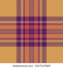 Pattern check textile of background texture tartan with a fabric plaid vector seamless in orange and dark colors.