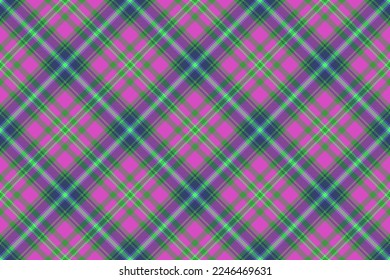 Pattern check textile. Seamless fabric plaid. Vector tartan background texture in blue and pink colors.