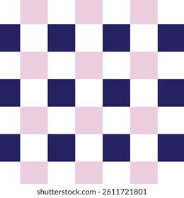 The pattern is a checkered design, resembling a chessboard, with alternating squares of dark blue and light pink.