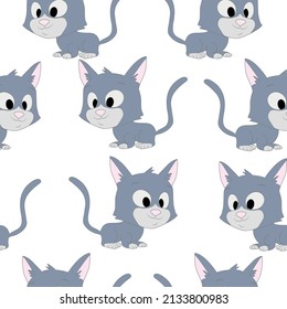  pattern with a cheerful kitten. seamless pattern with cartoon cat. vector illustration, eps 10.