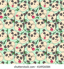 Pattern of cheerful muzzles pandas