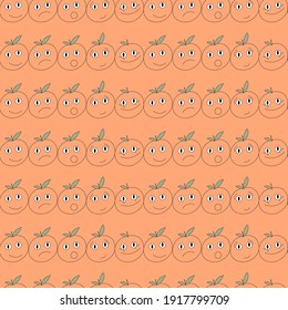 The pattern is a cheerful tomato. Faces, emotions.