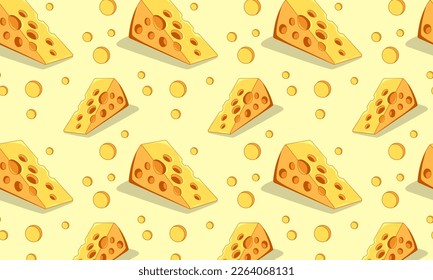 Pattern cheese flat vector illustration 