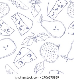pattern with cheese pear and fig fruit