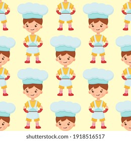 Pattern of chef illustration on isolated background. Pattern baker boy. Pattern of cook illustration of a boy.