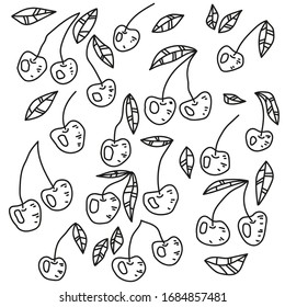 Pattern with cherries. Berry background. Vector image, clipart, editable details. For backgrounds, packaging, textile and various other designs.