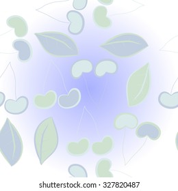 Pattern  of cherries, leaves , hole, spots. Hand drawn.