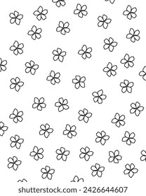 Pattern with cherry blossoms. Background. Coloring page, black and white vector illustration.