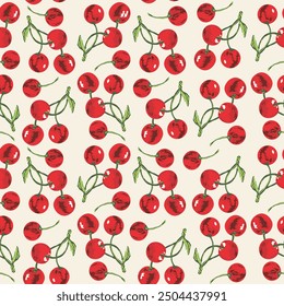 Pattern Cherry Fruit For Dress, Skirt, Bag, Shoes and Surface Textile