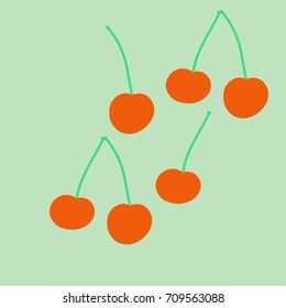 Pattern of  cherry . Hand drawn.