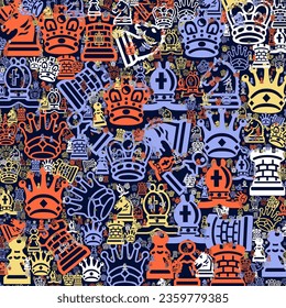 pattern with chess pieces vector illustration 