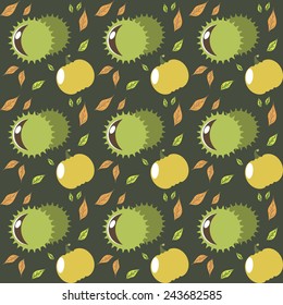 Pattern with chestnuts and pumpkins. Vector