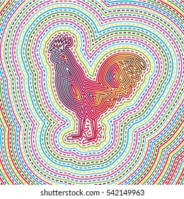 Pattern chicken design on black background. Can be used for wallpaper, pattern fills, textile, web page background, Image for advertising booklets, banners, flyers.