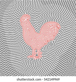 Pattern chicken design on black background. Can be used for wallpaper, pattern fills, textile, web page background, Image for advertising booklets, banners, flyers.