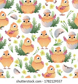 Pattern with chickens and eggs.