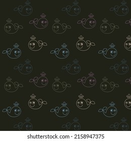 Pattern for children. Abstraction with whales. On a dark background.
