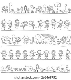 pattern with children and cute nature elements