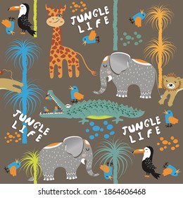 Pattern for children depicting animals. Scandinavian-style pattern. Pattern for fabric, for wallpaper, for scrapbooking. 

