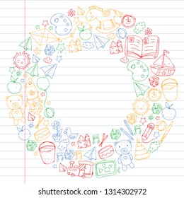   Pattern for children. Little preschool kids education. Drawing, learning, play