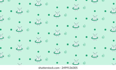 Pattern of the children's character alien is green for books, coloring, games, clothes, advertising