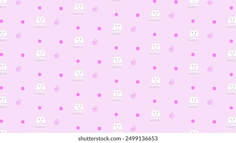 El patrón del carácter de los niños medusas es de color rosa brillante para libros, colorear, juegos, ropa, publicidad