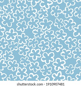 Pattern for children's clothing . Vector blue background with white daisies.