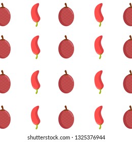 Pattern of Chili and Palm seeds. Suitable for fabric design, covers, gift wrap