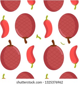Pattern of Chili and Palm seeds. Suitable for fabric design, covers, gift wrap