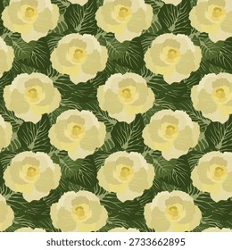 Pattern Chinese Flowering White Cabbage for botanical themes, seasonal decor, garden inspiration, cultural storytelling, educational materials, eco concepts.