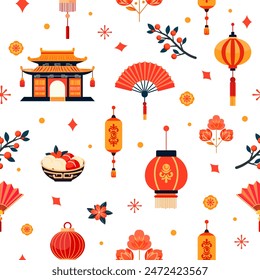 Pattern Chinese New Year Asian Tradition Oriental