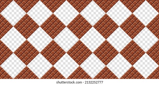 Patrón de barras de chocolate contra. Patrón sin fisuras de barra de chocolate. Ilustración del vector