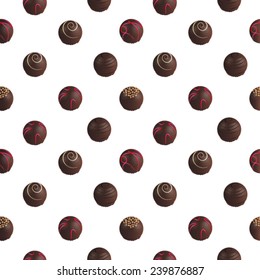 pattern of chocolate candies on a white background
