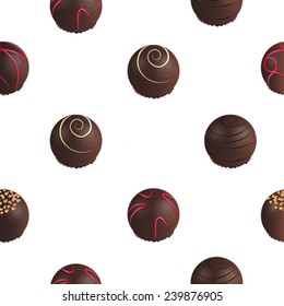 pattern of chocolate candies on a white background