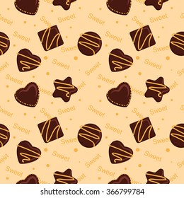 Pattern with chocolate candies. Vector illustration