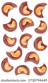 Muster von Schokoladenkeksen mit Cashews auf der Oberseite. Ied Mubarak Snack und Kuchen