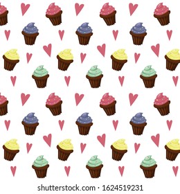 Pattern chocolate cupcakes with icing and sprinkles