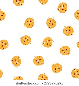 pattern chocolate oatmeal cookies cartoon. oats butter, sugar vanilla, soft crunchy chocolate oatmeal cookies sign. seamless symbol vector illustration