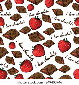 pattern with chocolate and strawberry. vector