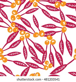 Pattern with chokeberry. Background with rowan. Pattern with berries. Autumn pattern.  Pattern with currants.